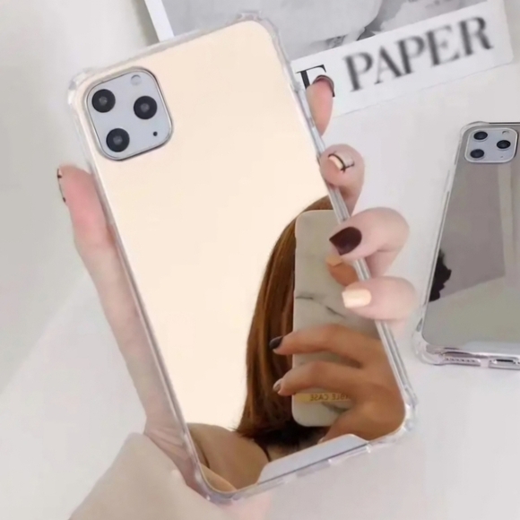 None Other - 13 Pro Chic Gold Reflective Mirror Phone Case iPhone Stylish & Protective